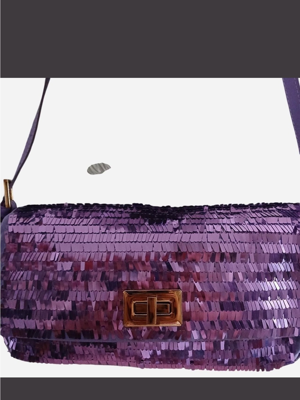 H&M Purple Sequin Crossbody Bag with Gold-Tone Turn Lock